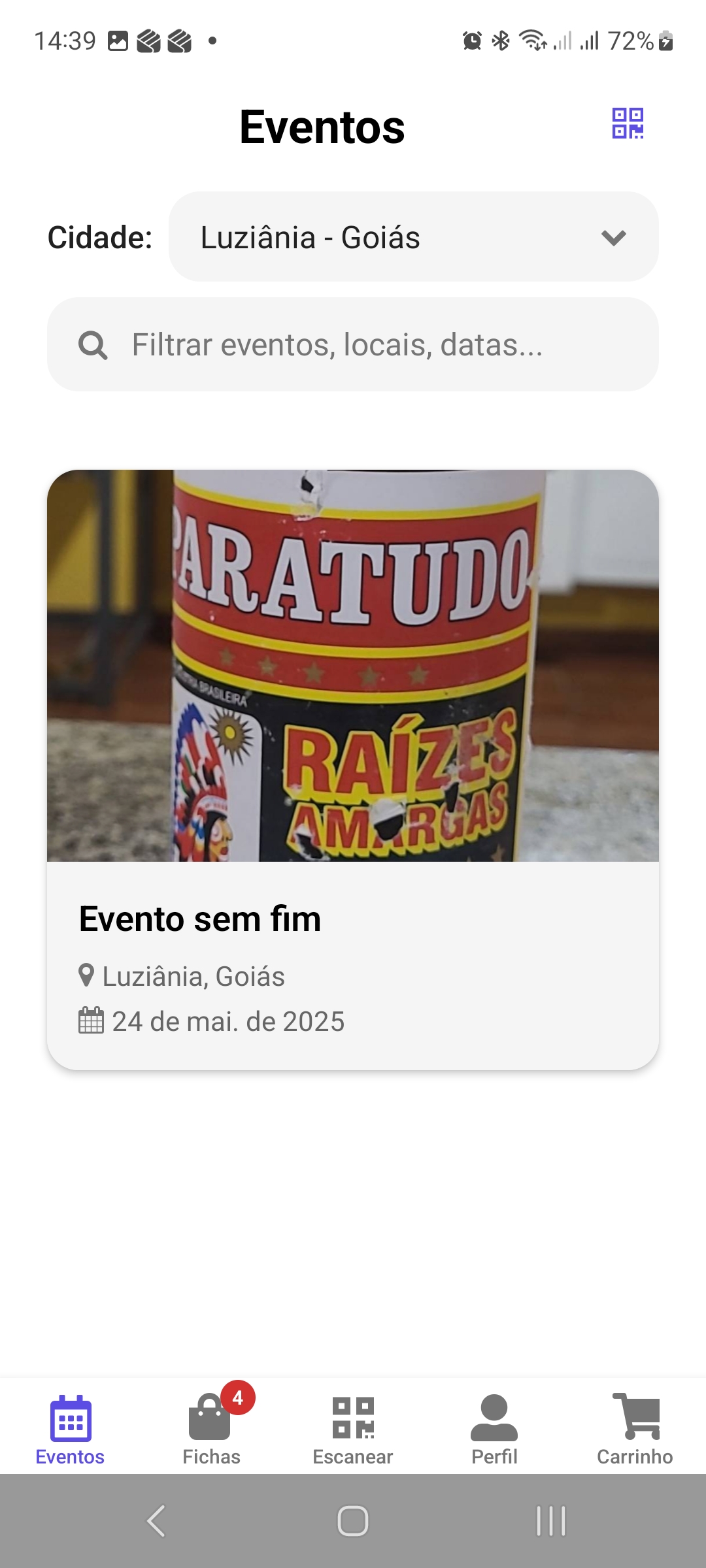 Tela do app QueroFicha