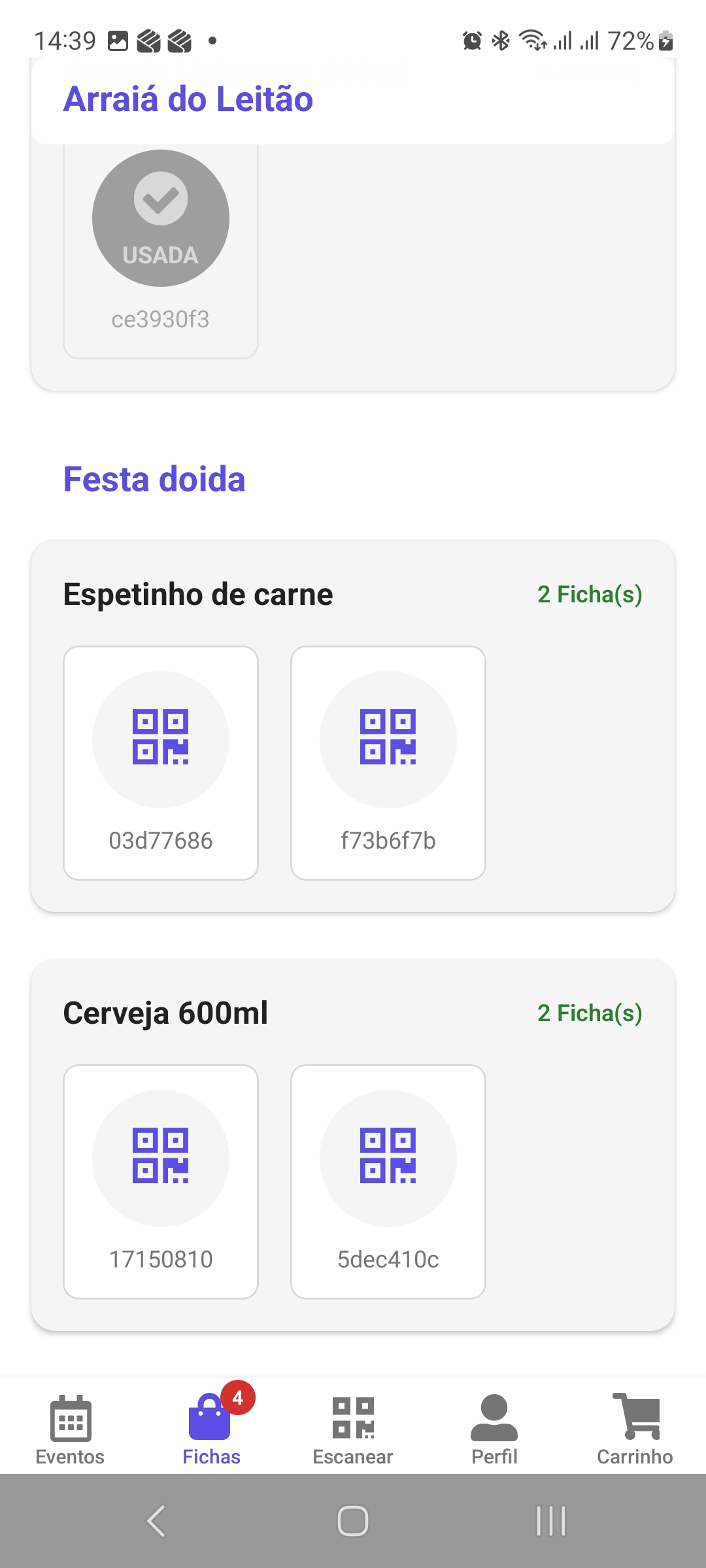 Lista de fichas